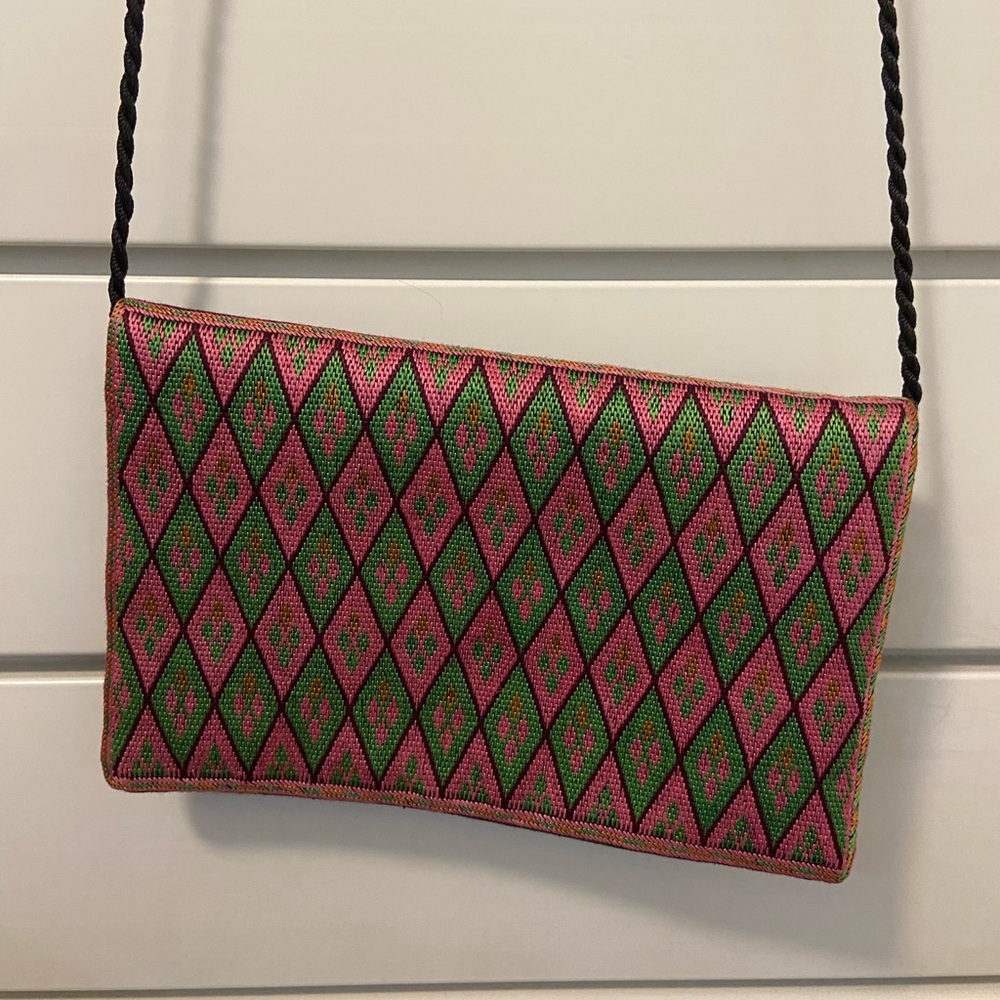 💐 pink & green cloth purse